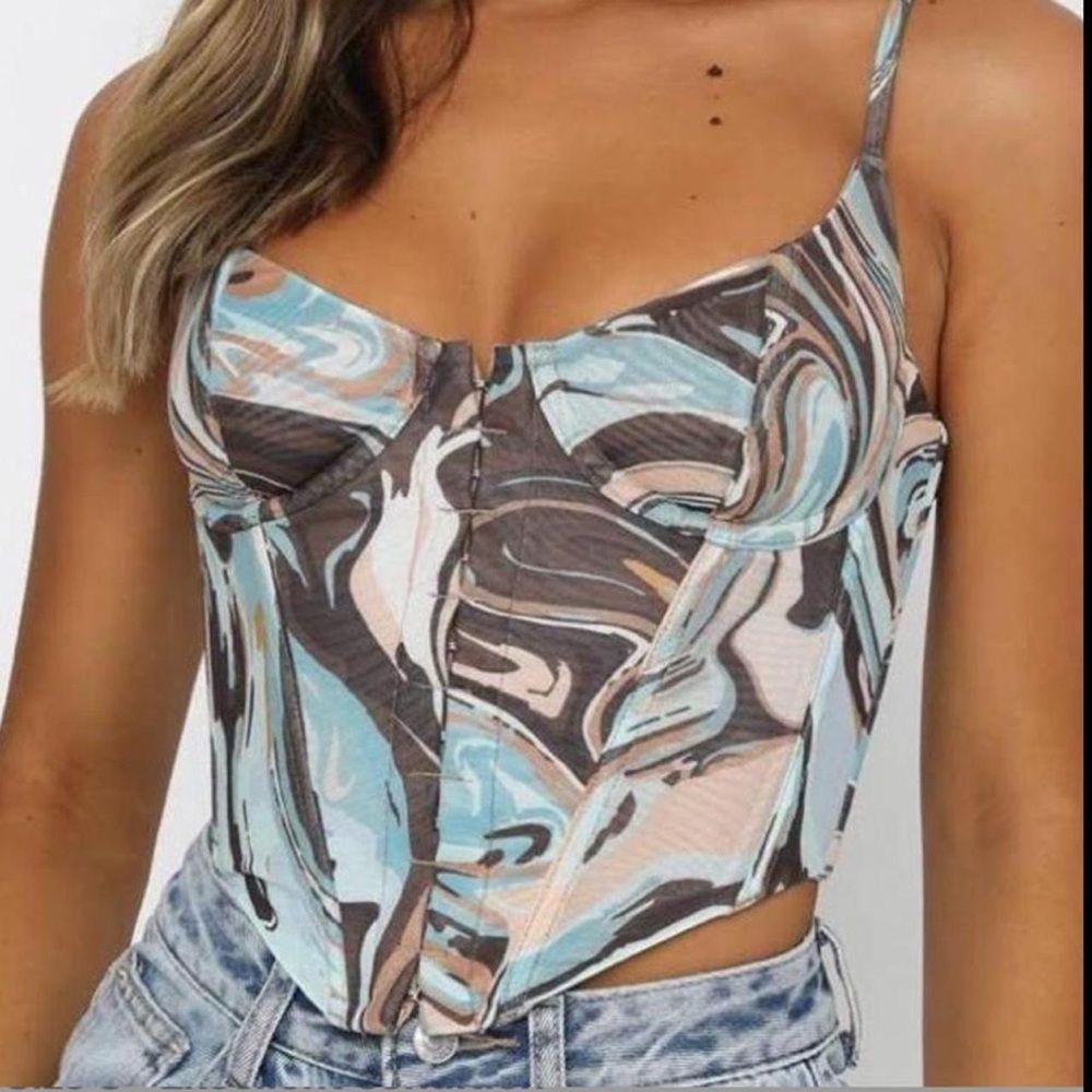White Fox Boutique multicolored corset crop top